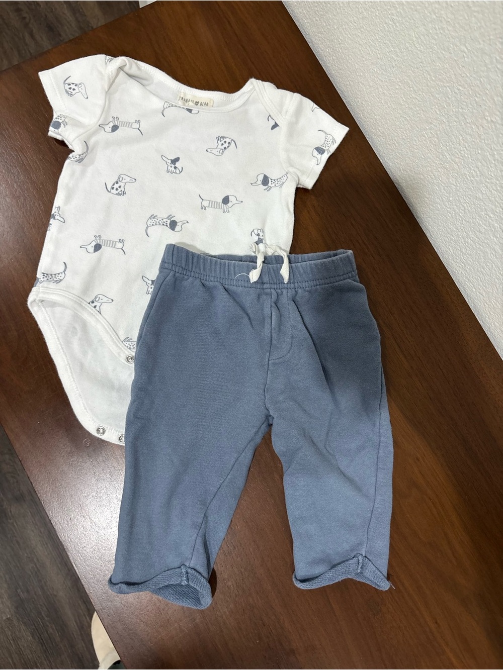 Baby Blue Knit Jogger Pants and bodysuit